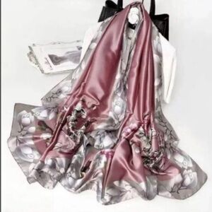 Elegant Floral Satin silk Scarf